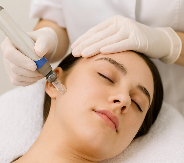 femeie la procedura de Dermapen Microneedling