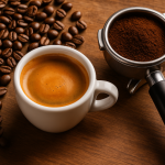 cafea boabe prajita, pregatita pentru espressor
