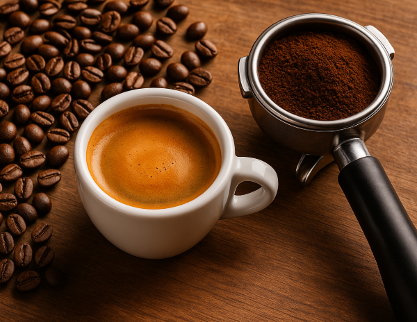 cafea boabe prajita, pregatita pentru espressor