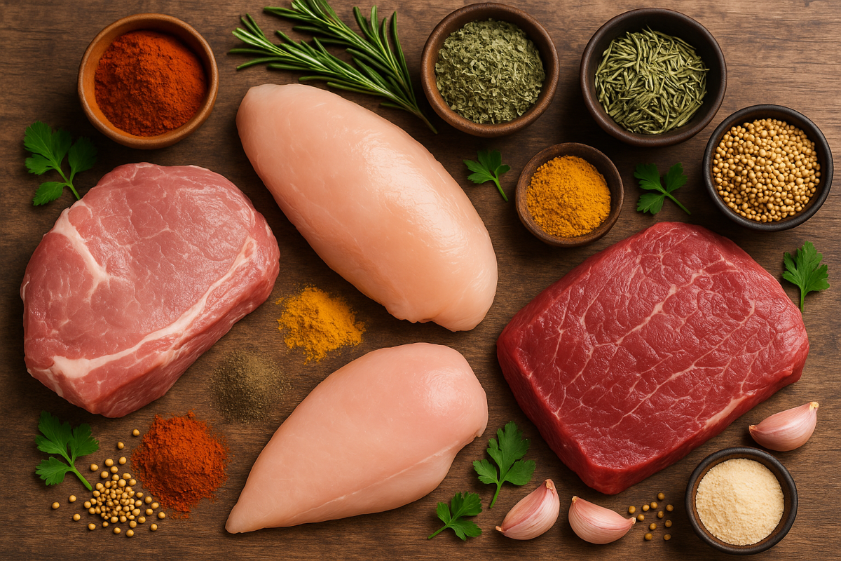 Cele mai bune condimente pentru carne de porc, pui și vită