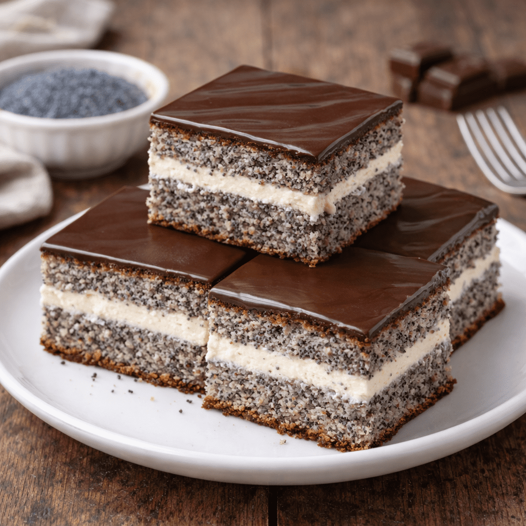 Prajitură cu semințe de mac și ciocolată