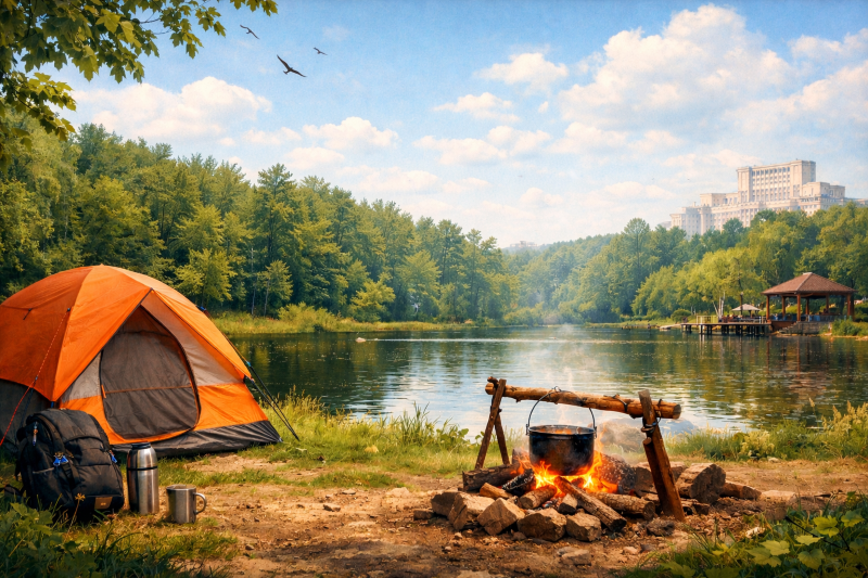Camping langa Bucuresti pe malul lacului