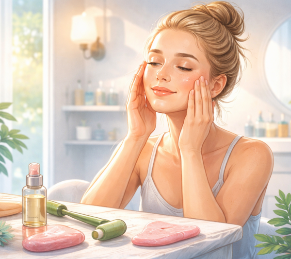 Îngrijire facială în baie luminosă