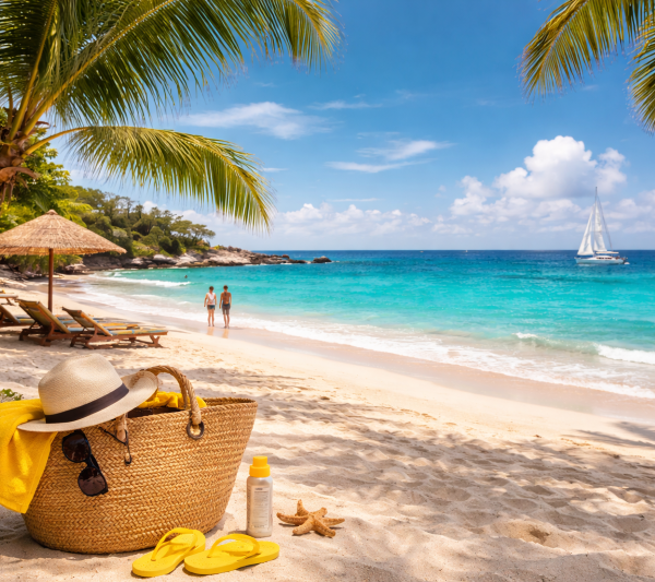 Plajă tropicală în lumina amiezii