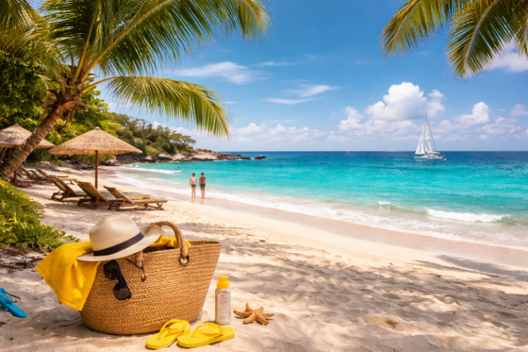 Plajă tropicală în lumina amiezii