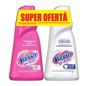 solutie pentru indepartarea petelor Vanish Pink 1l + Vanish White 1 l