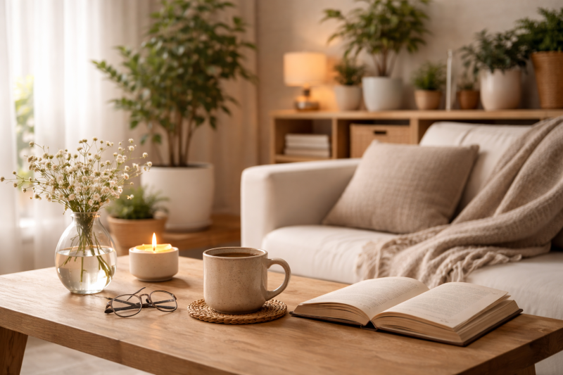 Ce înseamnă slow living imagine cu o dimineata linistita intr-un living