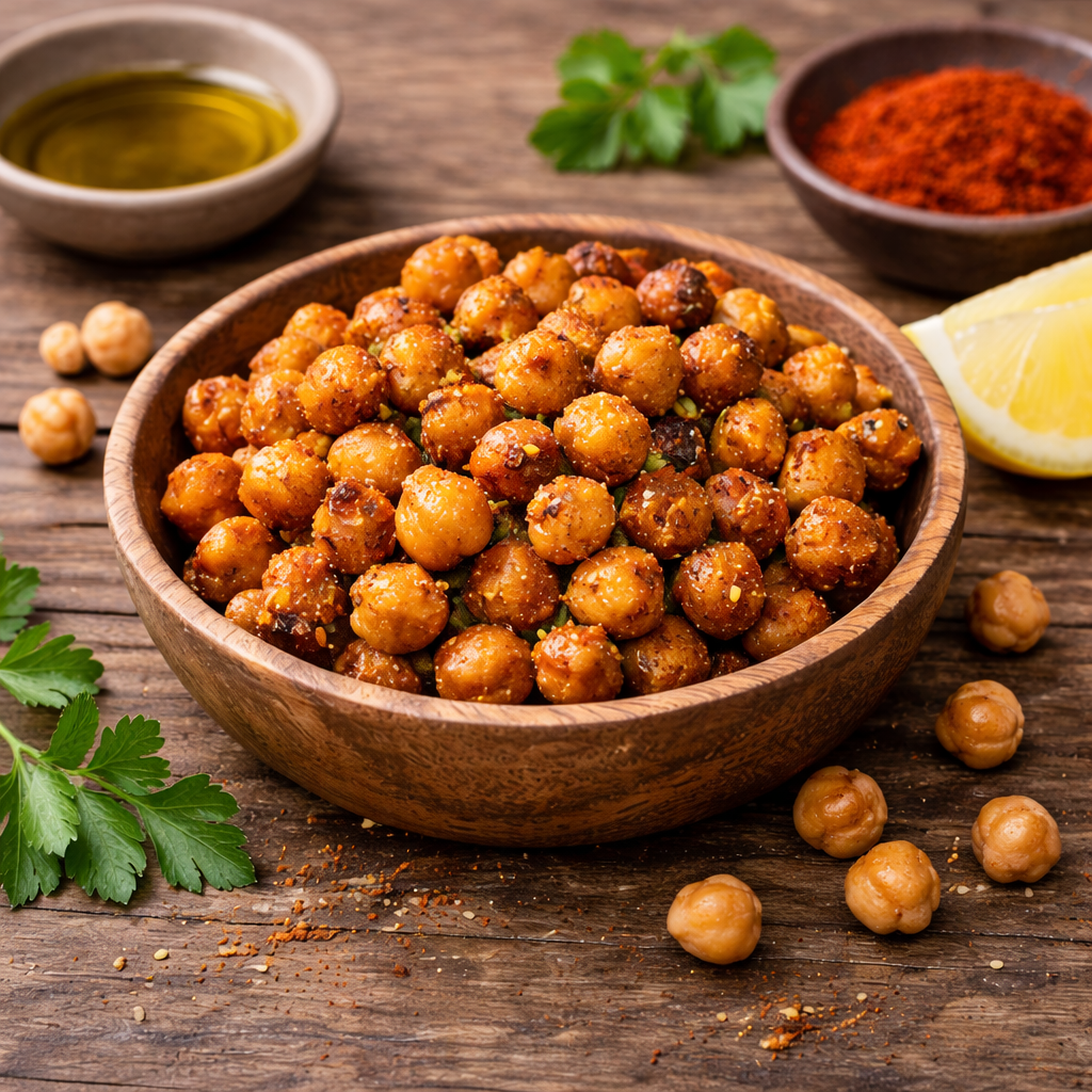 Chickpeas prăjite cu condimente și pătrunjel