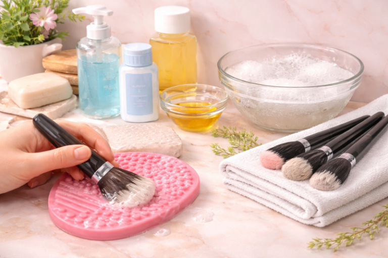 Curățenie pentru pensule de machiaj