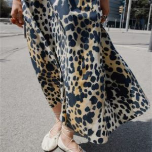 Fusta midi cu animal print, Alb,Negru, Portocaliu pal
