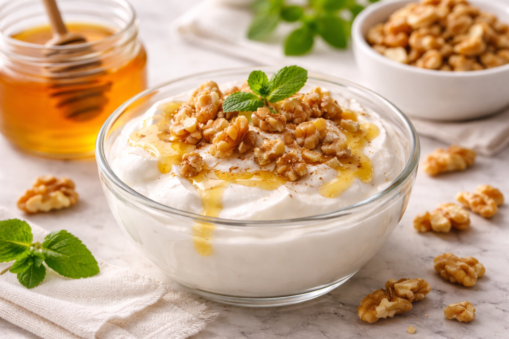 Iaurt grecesc cu miere și nuci