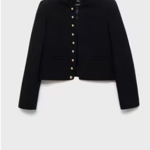 Jacheta crop cu nasturi, Negru
