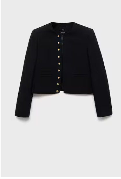 Jacheta crop cu nasturi, Negru