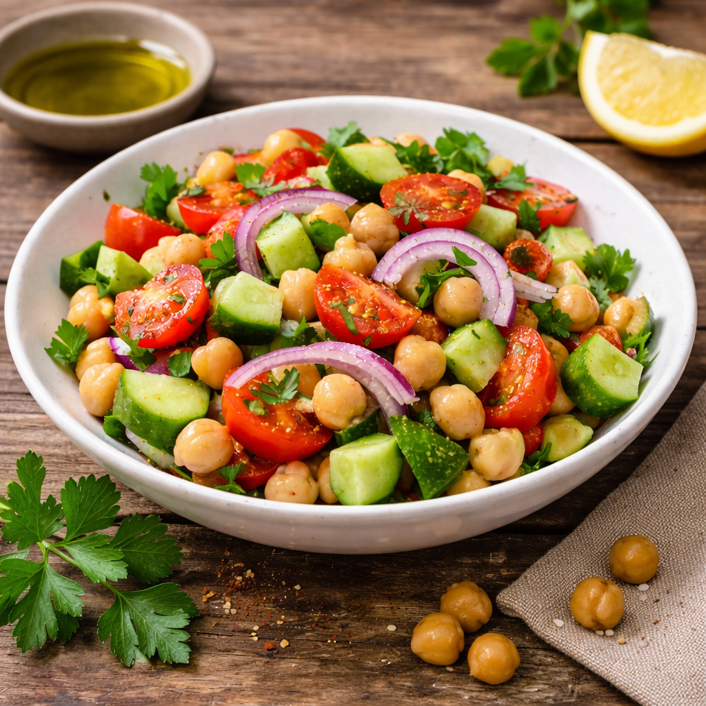 Salată de năut proaspăt cu legume