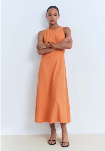 rochie midi vapororasa portocalie