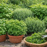 Plante de ierburi proaspete în grădină