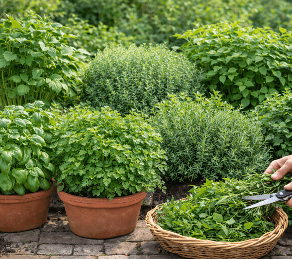 Plante de ierburi proaspete în grădină