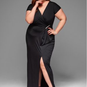 Rochie de seara Maxi Plus size LACRICA negru