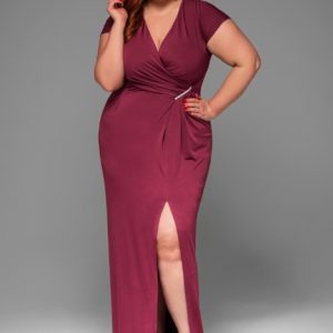 Rochie de seara Maxi Plus size LACRICA rosu inchis