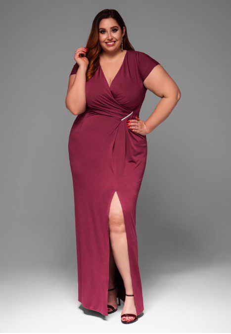 Rochie de seara Maxi Plus size LACRICA rosu inchis