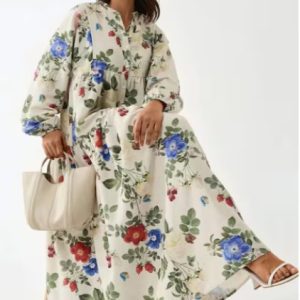 Rochie maxi, imprimeu floral, multicolor, in