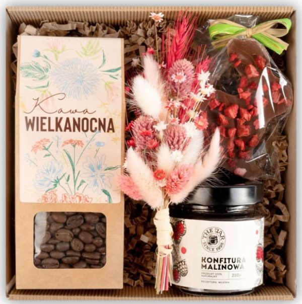 Set cadou de Paste, GREEN TOUCH, cafea 100% arabica caramel, ciocolata in forma de iepuras