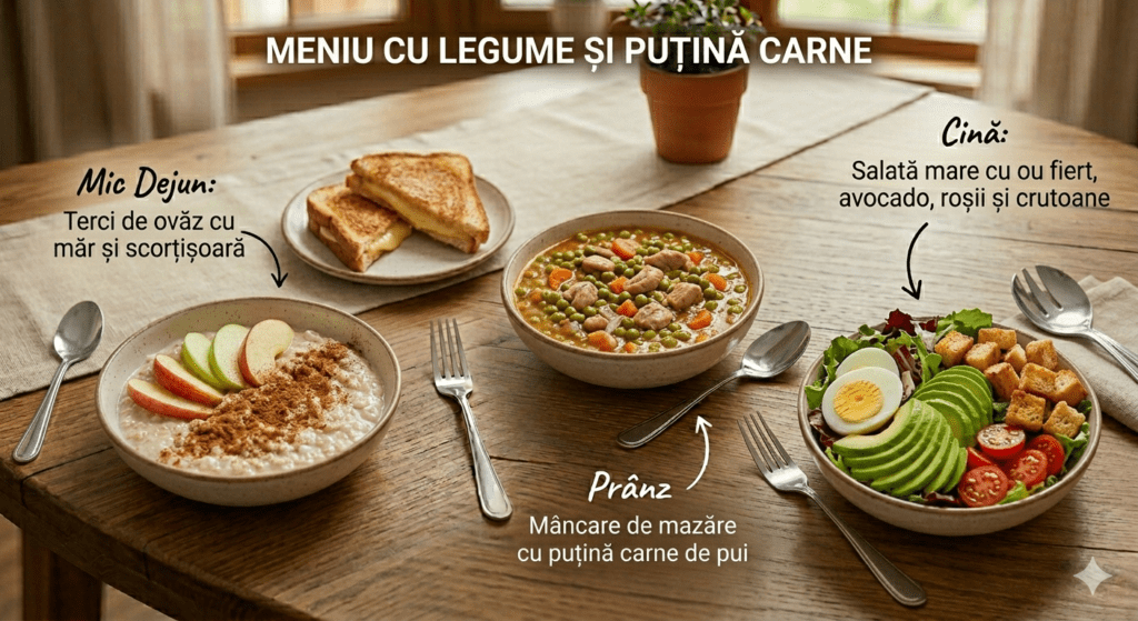 Meniu cu legume și puțină carne