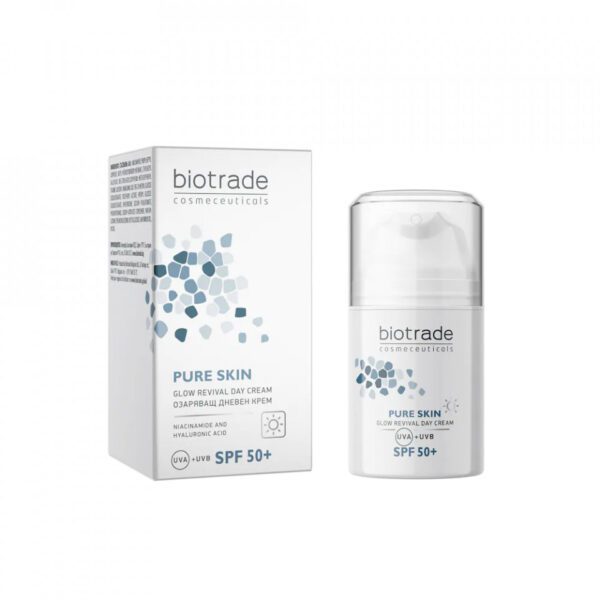 Crema iluminatoare de zi cu Niacinamida si Acid Hialuronic Biotrade Pure Skin SPF 50, 50 ml