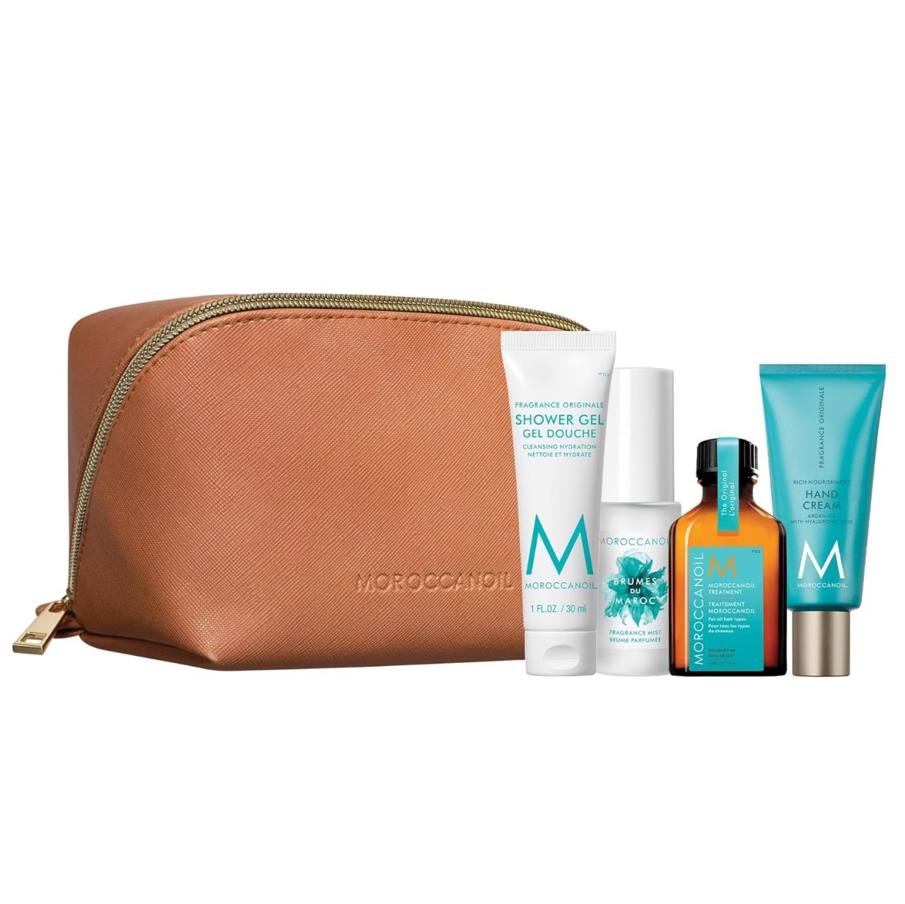 Moroccanoil Travel Set – Shower Gel 30ml, Mist 30ml, Oil 25ml & Hand Cream 40ml