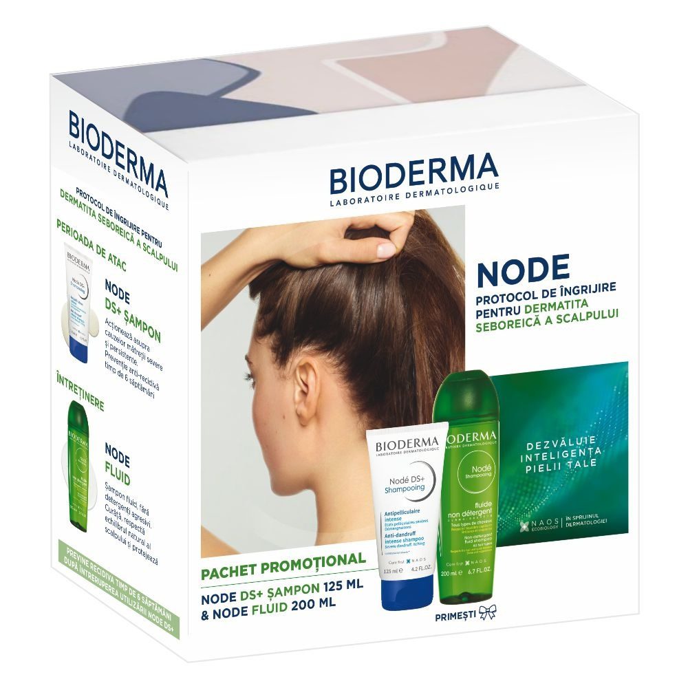 Pachet Bioderma Sampon Node DS+, 125 ml + Sampon zilnic Node Fluide, 200 ml