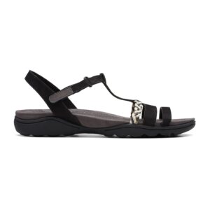 Sandale de piele nabuc cu velcro Amanda - Negru