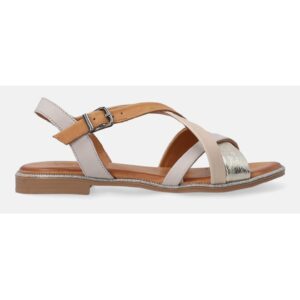 Sandale uni din piele cu barete multiple