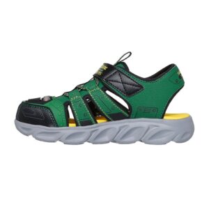 Sandale cu model - velcro si LED-uri - Verde/Negru