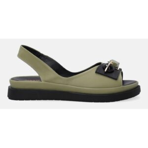 Sandale de piele cu platforma si element decorativ
