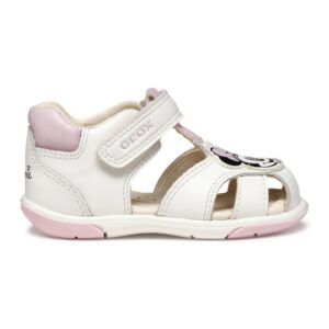 Sandale de piele ecologica si piele cu Minnie Mouse - Alb/Roz pal