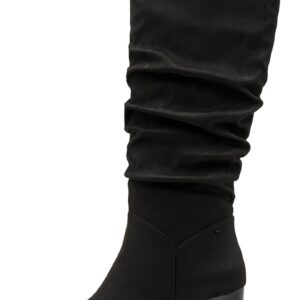 Cizme mid-calf de piele intoarsa sintetica - Negru