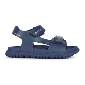 Sandale cu velcro si logo discret - Bleumarin