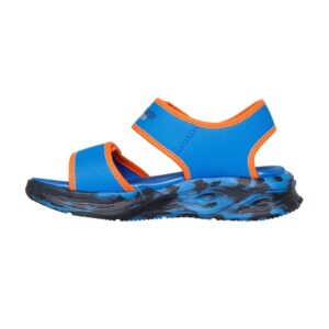 Sandale cu velcro si imprimeu logo - Portocaliu/Albastru