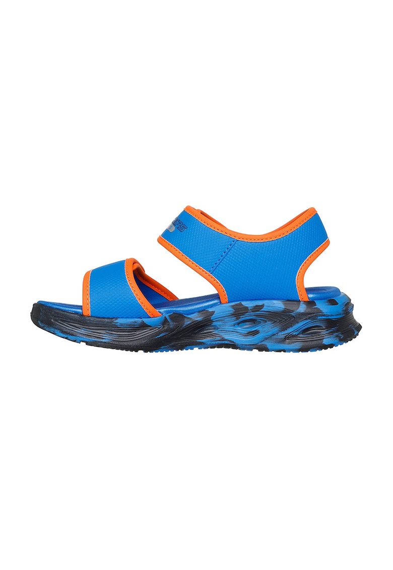 Sandale cu velcro si imprimeu logo - Portocaliu/Albastru