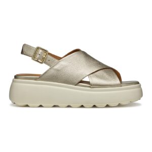 Sandale wedge de piele - Auriu