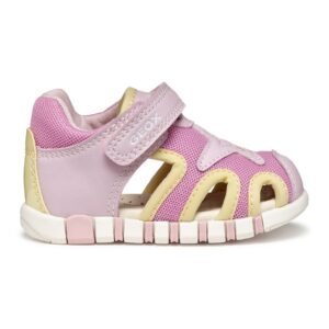 Sandale cu velcro - Galben/Roz pastel