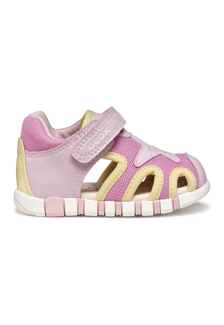 Sandale cu velcro - Galben/Roz pastel