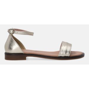 Sandale din piele cu aspect metalizat