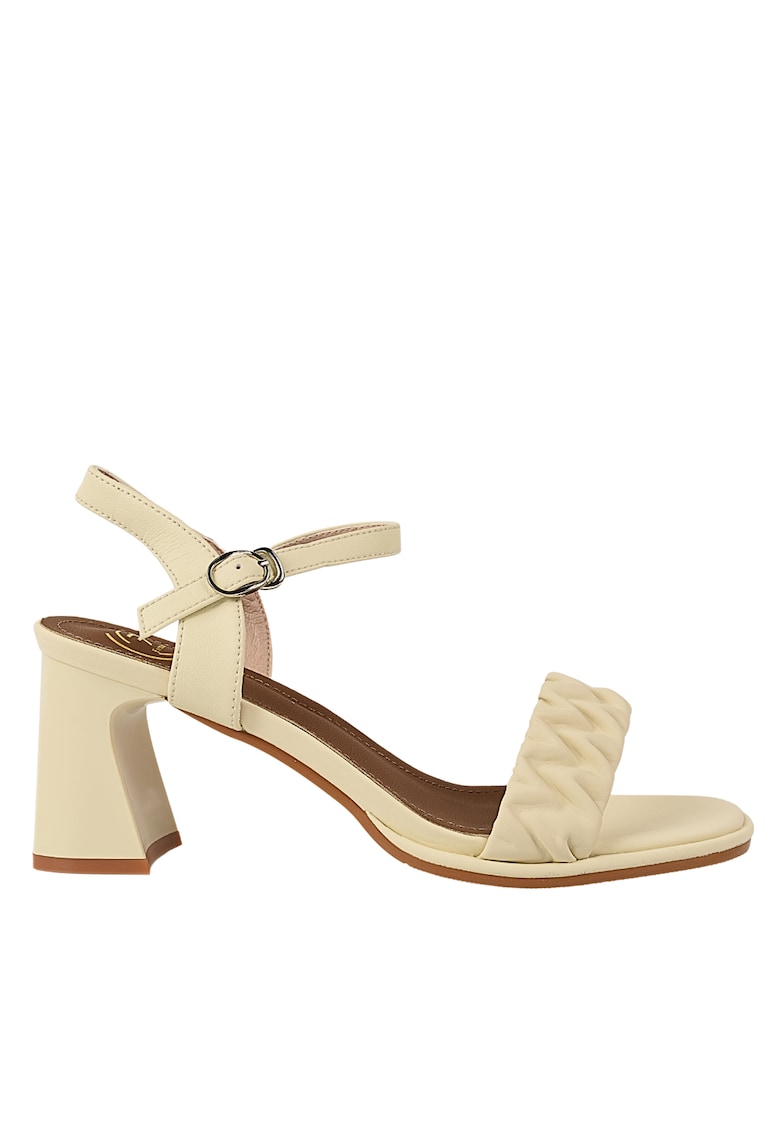 Sandale casual - dama - 49001 crem - piele ecologica - toc - Crem