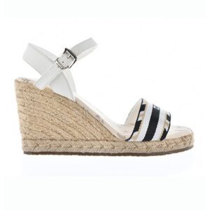 Sandale wedge cu logo - Alb
