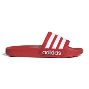 Papuci cu logo Adilette - Rosu/Alb murdar