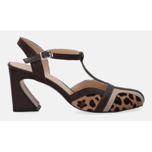 Sandale cu toc si imprimeu leopard