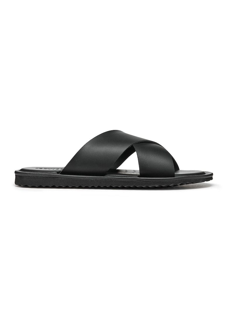 Papuci de piele - Negru