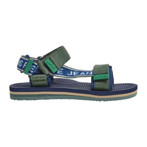 Sandale textile cu velcro - Kaki/Bleumarin
