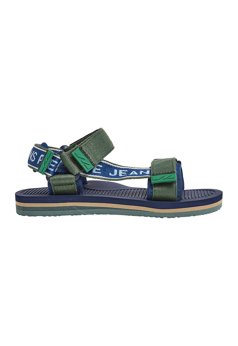 Sandale textile cu velcro - Kaki/Bleumarin